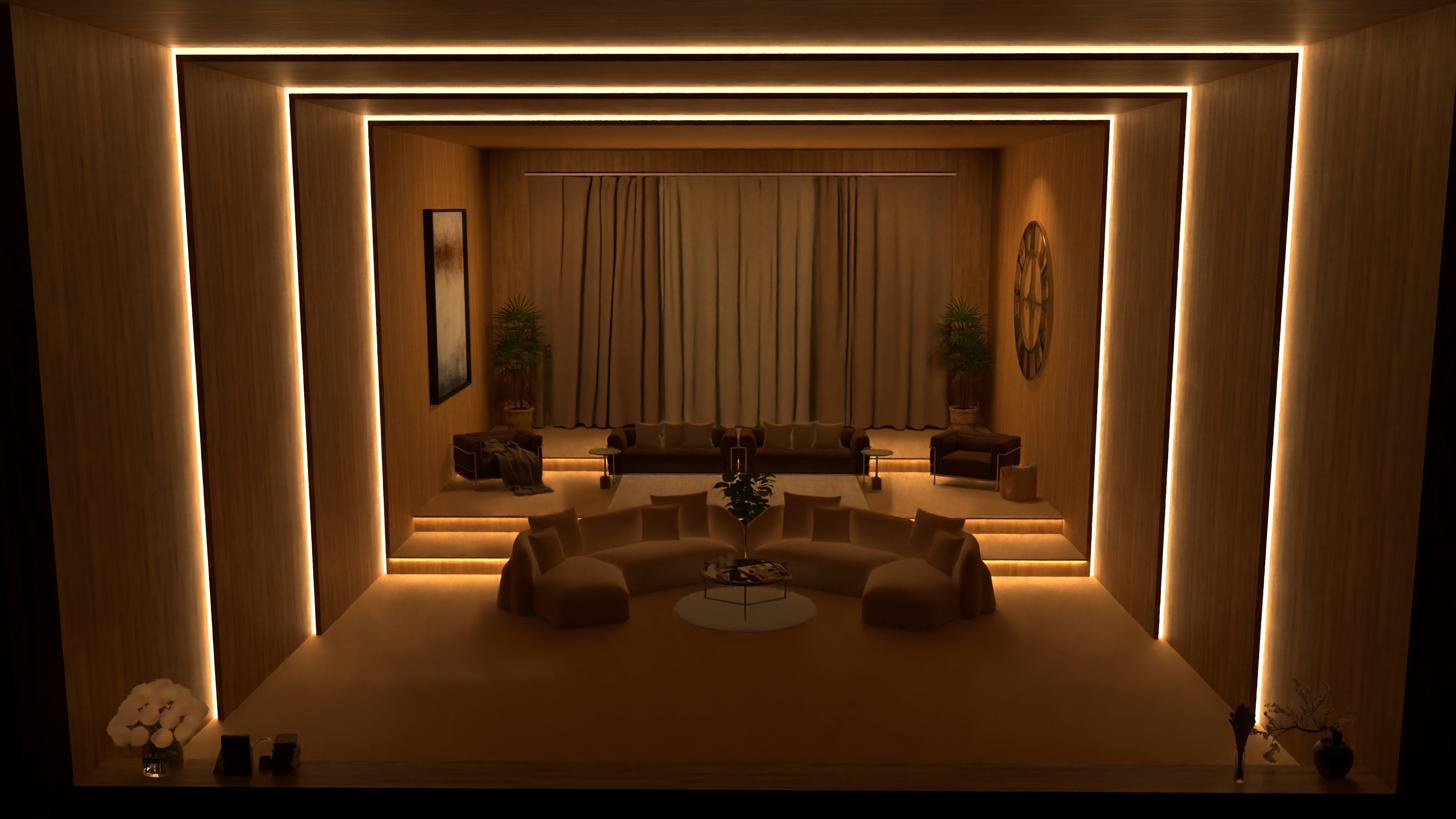 Concept salle cinéma lumière chaude